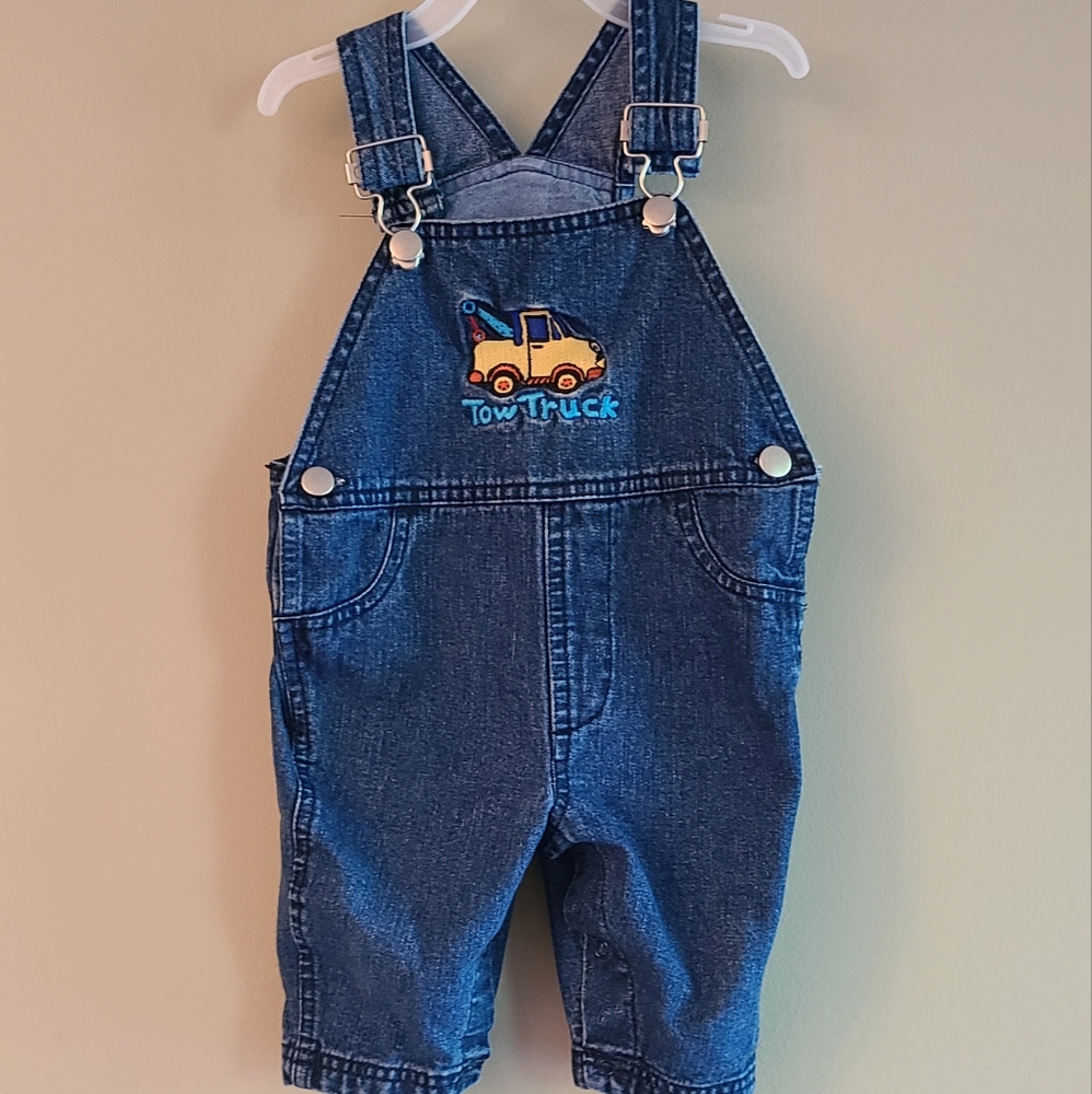 Embroidered denim overalls